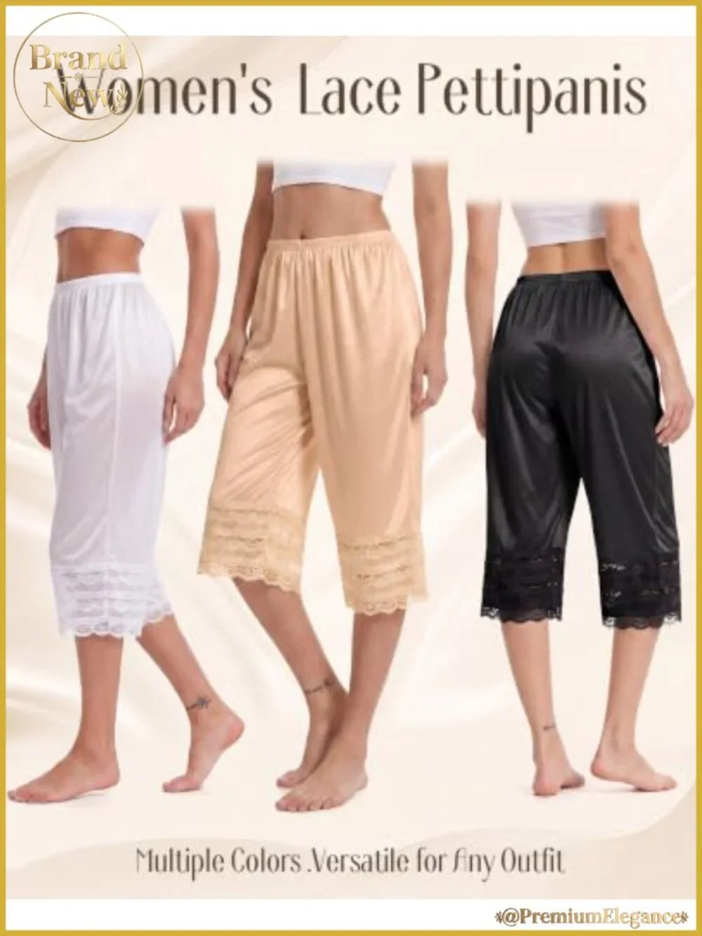 3 Pack Womens Lace Pettipants Slip Shorts Anti Chafing High Waisted Wide Leg